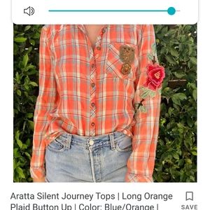 Silent Journey plaid mix media tunic